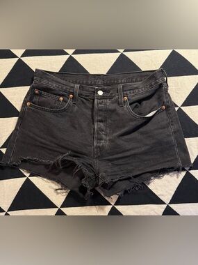 Levi's Black Distressed Raw-Hem Women's Jean Shorts